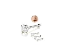 6ixGosh 4PCS Titanium Nose Rings Studs Set for Sensitive Skin Implant Grade Corkscrew L shape Nose Piercing Jewelry Hypoallergenic CZ Nose Screws Set for Women Men Comfortable for Long Wear, 20G, 1.5