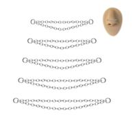 6ixGosh 5PCS Nose Chain Surgical Steel Across Top Nose Piercing Jewelry Nostril Chain for Women Men Double Nose Piercing Nostril Bridge Jewelry, Black, Gold, Silver, Stainless Steel, no gemstone