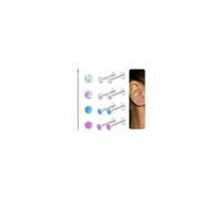 6ixGosh 6-9 PCS 16G Cartilage Tragus Piercing Jewelry Flat Back Stud Earrings Stainless Steel Internally Threaded Labret Stud for Women Helix Lip Monroe Conch Medusa Piercing Jewelry, Opalite