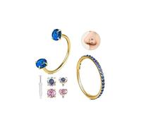 6ixGosh G23 Solid Titanium Nose Rings Studs 20G 6MM 8MM Horseshoe Nose Ring Hoops for Women Clicker Cartilage Helix Tragus Rook Earring Hoop Blue Red Double Gem Horse Shoe Nostril Piercing Jewelry