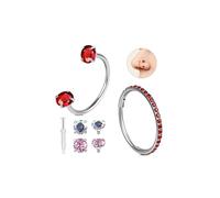 6ixGosh G23 Solid Titanium Nose Rings Studs 20G 6MM 8MM Horseshoe Nose Ring Hoops for Women Clicker Cartilage Helix Tragus Rook Earring Hoop Blue Red Double Gem Horse Shoe Nostril Piercing Jewelry