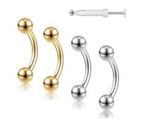 6ixGosh G23 Titanium 20G 18G 16G 14G Eyebrow Piercing Jewelry Rook Rings Curved Barbell Tiny Eyebrow Ring Internal Thread Labret Lip Daith Rook Earrings Navel Belly Button Rings, 16G, Bar Length: 12MM