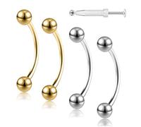 6ixGosh G23 Titanium 20G 18G 16G 14G Eyebrow Piercing Jewelry Rook Rings Curved Barbell Tiny Eyebrow Ring Internal Thread Labret Lip Daith Rook Earrings Navel Belly Button Rings, 18G, Bar Length: 12MM