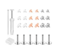 6ixGosh G23 Titanium Internal Thread Nose Studs with Clear Tops Invisible Piercing Retainers for Work Surgery MRI Interview Hypoallergenic Flat Back Stud Set 6/8/10MM, 1