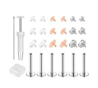 6ixGosh G23 Titanium Internal Thread Nose Studs with Clear Tops Invisible Piercing Retainers for Work Surgery MRI Interview Hypoallergenic Flat Back Stud Set 6/8/10MM, 3