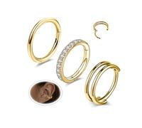 6ixGosh Small Cartilage Double-Hoop Conch Helix Piercing Jewelry Earrings 16G 18G 316L Surgical Steel Double Piercings Hoops Septum Rings For Women Nose Ring Rook Daith Tragus Earring, 20G, 8mm Inner