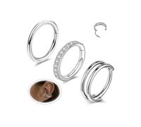 6ixGosh Small Cartilage Double-Hoop Conch Helix Piercing Jewelry Earrings 16G 18G 316L Surgical Steel Double Piercings Hoops Septum Rings For Women Nose Ring Rook Daith Tragus Earring, 20G, 8mm Inner