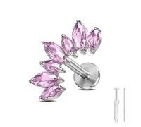 6ixGosh Titanium Flat Back Stud Earring 16G Internally Threaded Cartilage Piercing Jewelry for Helix Tragus Conch Lip, Hypoallergenic CZ Stud with Insertion Pin & Ball Grabber, 16G/8MM/Green Gem