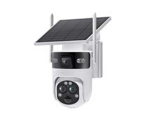 6K 15X ZOOM Solar Camera WIFI Three Lens Recording Dual 24-Hour Screen PIR Detection Auto Tracking Camera(WiFi 64GB TF)