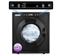 6KG Vented Tumble Dryer, FOHERE 1500W Compact Samrt Dryer, 6 Drying Mode, Double Temperature Control Protection, with Child Lock and Timer, for Apartment, Home, Dorm, RVs, Black