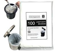 6L Bin Bags 100 Count Waste Bin Liners Small 6 Liter Trash Bags For Toilet Bedroom Bathroom Hotels Garbage Pedal Bin White Refuse Sacks For Rubbish 6 Litre Light Duty