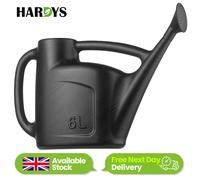 Hardys Black Watering Can 6L - Outdoor & Indoor Watering Can with Rose Head | Detachable Sprinkler Rose Head, Lightweight, Large Handle, Long Spout, Recycled Plastic, for Houseplant & Garden Plants
