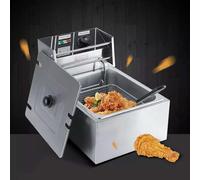 6L Deep Fat Fryer 2500W Electric Deep Fryer with Removable Basket, 60-200°C Adjustable Temperature Fat Fryer for Home and Commercial, Stainless Steel