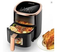 6L Digital Air Fryer with Smart Touch Display, 8 Preset Modes, 80-200°C Temperature Control, 60-Minute Timer, Black and Rose Gold