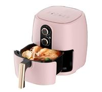 6L Large Capacity Double Knob Precise Temperature Control 1350W High Power Three-dimensional Hot Air Circulation Household Oil-free Air Fryer.(Pink)