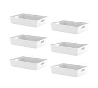 simpa 6L Plastic Studio Organiser Trays with Handles - Set of 6 in White simpa White