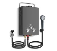 6L Portable Natural Gas, 1.58GPM Instant Hot Shower for Camping/RV, 40K BTU, Tankless Water Heater Widespread Application(Nero)