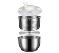 6L Salad Spinner Stainless Steel Large Vegetable Washer with PP Lid for Fruit Washer Pasta & Fries Spinner Salad Dryer