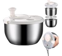 6L Stainless Steel Salad Spinner | Multi-Functional Lettuce Dryer & Vegetable Washer | Rust-Proof Spin Basket with Ergonomic PP Lid | Essential Kitchen Tool for Greens, Berries & Pasta