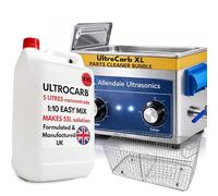 6L Ultrasonic Cleaner Kit 150W with Heater, Dial Timer, Drain Tap, Wire Basket & 5L Carburettor Cleaning Fluid - Stainless Steel Ultrasonic Cleaning Machine Bundle for Carburettors & Engine Parts