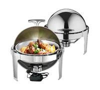 6l Visual Electric Heating Buffet Stove, Household/Commercial Small Chafing Dish,180° Opening and Closing Flip Cover, Stainless Steel (A)