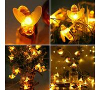 (6M 40LEDs Battery Powered) 1.5M-12M Solar Battery Powered LED Sting Fairy Lights Garden Decor Cute Honey Bee