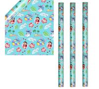 6m Birthday Wrapping Paper 3 Rolls of 2M x 70cm Gift Wrap for Boys or Girls - UK Made (Disney Stitch)