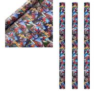 6m Birthday Wrapping Paper 3 Rolls of 2M x 70cm Gift Wrap for Boys or Girls - UK Made - Marvel Spiderman