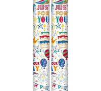 6m Happy Birthday Gift Wrapping Paper Roll - 2 x 3m - White Multicoloured Just For You