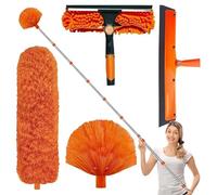 6m High Reach Telescopic Duster Kit With Adjustable Extension Pole 4.25m, Extendable Handle Microfiber Cobweb Dusting Brush, For Spider Web, High Ceiling, Blinds, Furniture, Cars