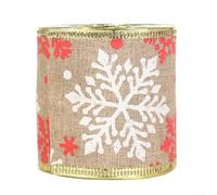 6m Imitation Linen Christmas Ribbon Roll 6cm Wide Gold and Silver Edge Rustic Hessian Style Decorative Ribbon for Wrapping Holiday Tree Wreath Bows Wedding Birthda(1)
