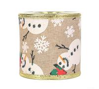 6m Imitation Linen, Christmas Ribbon Roll, 6cm Wide Gold Silver Trim Rustic Hessian Style, for Christmas Tree Wreath Wrapping and Wedding Party Craft(4)