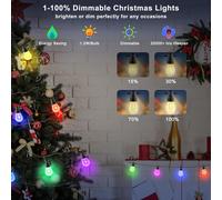 6M LED Outdoor Smart Garden Solar String Lights Festoon Lights with 15 Bulbs RGB Remote Control/APP Control ExtraStar Multi One Size
