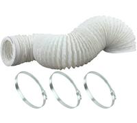 6m Long Flexible PVC Ducting and 3 Jubilee Clips Worm Drive, Tumble Dryer Hose AC Extension 100mm Dia. (4 inch Dia.) Bathroom Fan Kitchen Extractor Wide Application