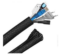 (6m, One size) Adjustable Cable Cover Sleeve,Pet Braided Cable Cover, Cable Management Protection for TV, PC, USB - Diameter 12-20 mm, Black