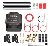 6m Split Charge Relay Kit,12V 140 Amp Smart Dual Battery Isolator Kit with Led Voltmeter Manual/Auto Mode IP68 Waterproof Voltage Sensitive Relay VSR Kit for Truck ATV UTV Boat RV