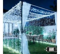 6M x 3M Curtain Lights Plug in, 600 LED Curtain Fairy Lights with Timer, Connectable, Waterproof Hanging Waterfall Fairy light for Wall Gazebo Garden Pergola Patio Outdoor Decorations - Cool White