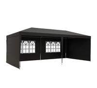 Outsunny 6 x 3 m Party Tent Gazebo Marquee Outdoor Patio Canopy Shelter with Windows and Side Panels Dark Grey
