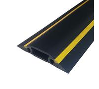 6m x 83mm Heavy Duty Rubber Floor Cable Safety Cover Protector - Conduit Tunnel Sleeve - Great for Home (Garage), Office, Warehouse - Walk Over Wire Management - Loops