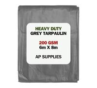 6m x 8m Grey Tarpaulin Cover - 200gsm Thick - 20ft x 26ft Waterproof, Weatherproof, Frost-Resistant, UV Protection, Universal, Multipurpose, Groundsheet, Camping, Hiking, Heavy Duty Sheet