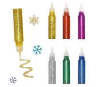 6ml Glitter Glue Pens, 6 Colours Rainbow Glitter Pens for Kids, Glue Stick Fabric Glitter Pen for Crafts, DIY Arts Projects, Scrapbooking, Cards, Decorating Supplies