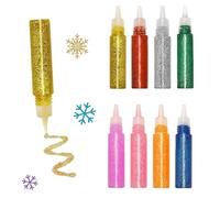 6ml Glitter Glue Pens, 8 Colours Rainbow Glitter Pens for Kids, Glue Stick Fabric Glitter Pen for Crafts, DIY Arts Projects, Scrapbooking, Cards, Decorating Supplies