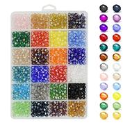 6mm 1200Pcs Briolette Faceted AB Crystal Glass Beads 24 Colors Rondelle Shape for Jewelry Making Bracelets Necklaces DIY Craft Decorative