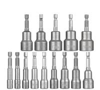6mm-19mm Magnetic Impact Socket Nut Screwdriver 1/4 Hex Key Set Drill Bit Adapter for Power Drills Impact Drivers Socket Kit for Electric Drill(6-19mm)