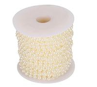 6mm 25m Faux Pearl Bead String, Acrylic Pearl Bead String for DIY Decoration, White Beaded Curtain String with Uniform Luster for Wedding Entrance, Crystal Partition & (Beige)