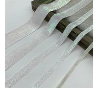 6MM-38MM White Glitter Velvet Ribbon for Handmade Bouquet Wrapping Supplies Home Party Decorations Christmas Ribbon-01-25MM 5yards