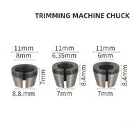 6mm 6.35mm 8mm Collet Chuck Adapter Set for Engraving and Trimming Machine Electric Router, 8-Piece Carbon Steel Conversion Kit(6PCS)
