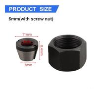 6mm 6.35mm 8mm Collet Chuck Adapter with Nut for Engraving and Trimming Machines, Carbon Steel Split Bushing Converter for Chuck Size Conversion on Wood Router, Heat Treated and Pr(6mm)