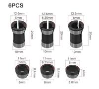 6mm 6.35mm 8mm Collet Chuck Set for Engraving Trimming Machine and Electric Router, 6-Piece Carbon Steel Milling Cutter Accessory with Versatile Compatibility and for Precision Engineering