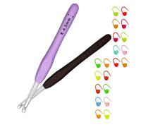 6mm-6.5mm Crochet Hooks Set for Crochet Knitting Tools Ergonomic Soft Grip Rubber Handles Aluminum Knitting Needle with 20Pcs Stitch Markers for Beginners Arthritic Hands Gift